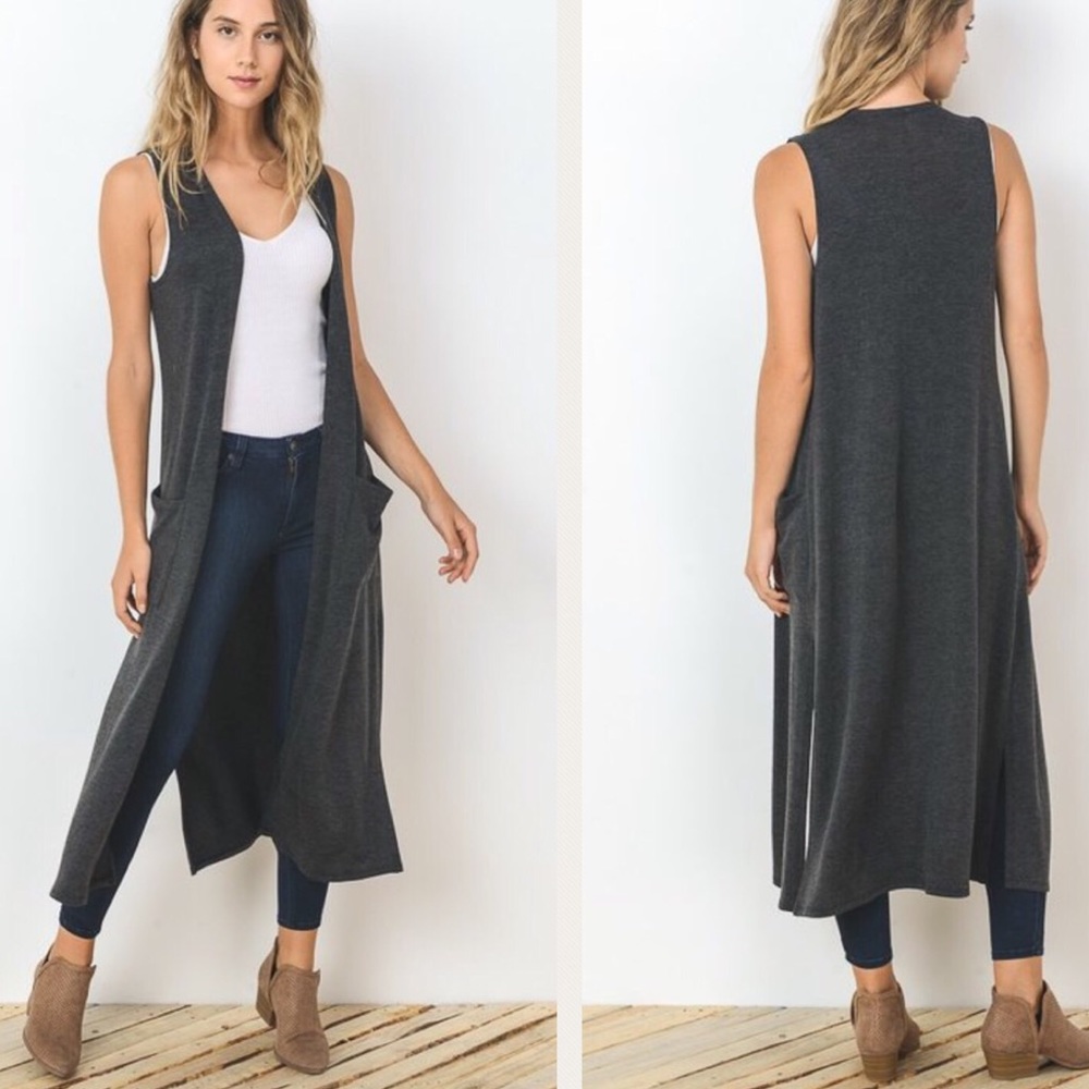 Sleeveless Gray Duster